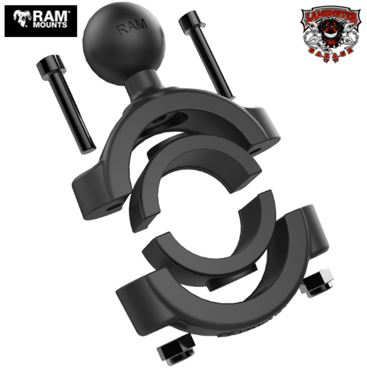 RAM® 1 1/8" - 1 1/2" Diameter Handlebar/Rail Base with 1" Ball (RAM-11215U)
Accommodates Handlebars 1 1/8” to 1 1/2” in diameter
Fits All F3 Handlebars