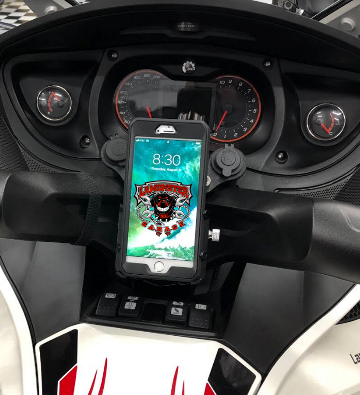 Monster Mount 2.0 with Dual Power Plates with Lamonster Approved Phone Holder (LG-3020-4018) by Lamonster
Fits ALL Can-Am Spyder F3 & RT Models Including the Limited. 