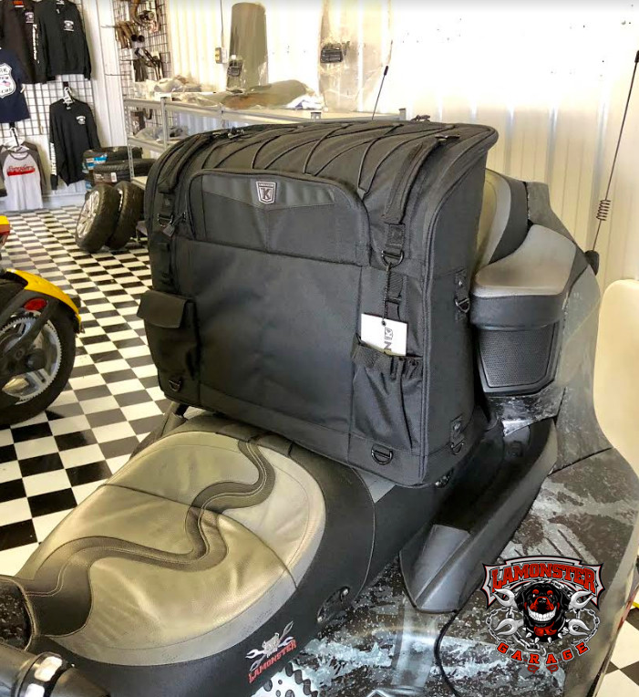 Kuryakyn Momentum Wanderer Touring Seat Bag (KUR-5286) - Lamonster Garage
#motorcycle #canamspyder #motorcycleluggage 
Shown on 2014 RT-S