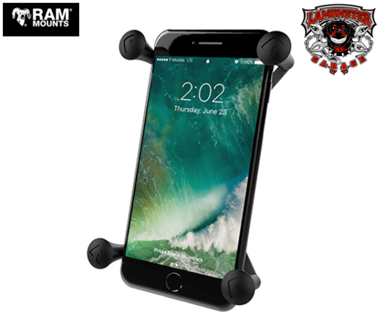 RAM® Universal X-Grip® Large Phone/Phablet Cradle with 1" Ball (RAM-UN10B) Lamonster Approved