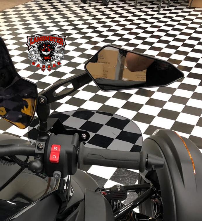 Can Am Ryker Mirror Perch & Mirror set ( LG-1056-6068 ) - Lamonster Garage
Shown with 1" Ram Ball Option