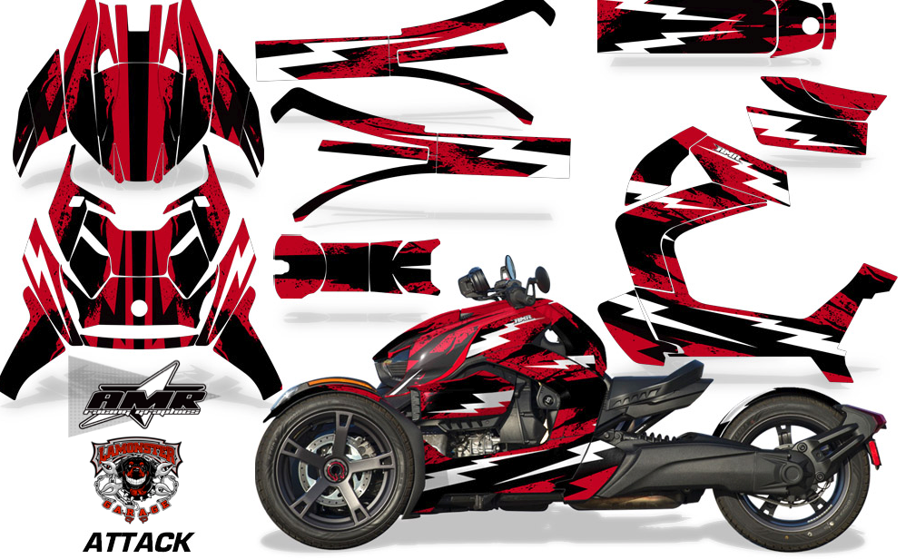 AMR Racing - Full Body Vinyl Graphics Kit for Can-Am Ryker 2019 - Present / Attack Red (AMR-1000) - Lamonster Garage
