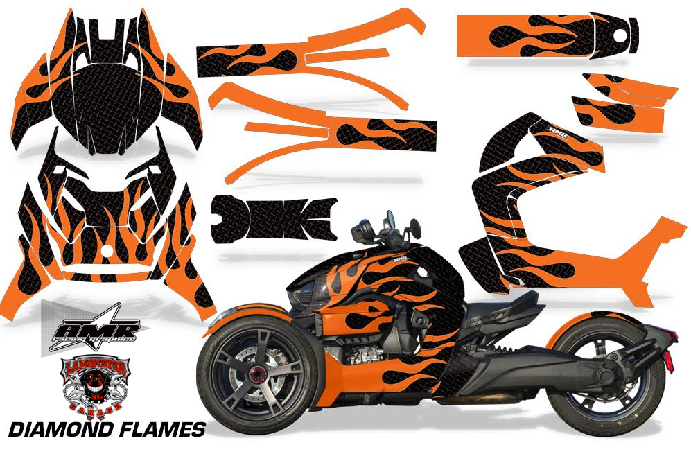 AMR Racing - Full Body Vinyl Graphics Kit for Can-Am Ryker 2019 - Present / Diamond Flames (RMA-1012) - Lamonster Garage