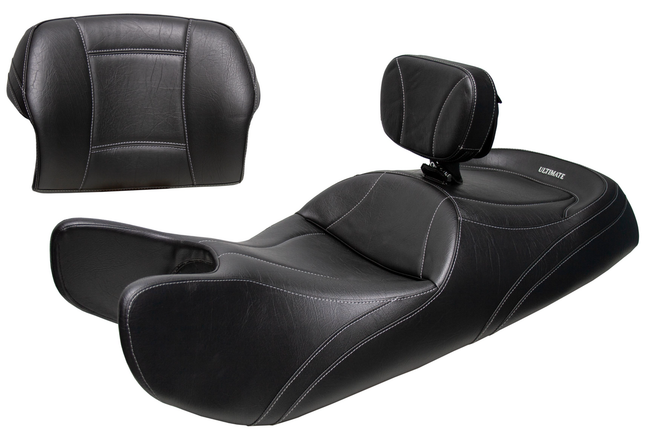 Standard All Black Seat, With Rider and Passenger Backrest (BLACK)
