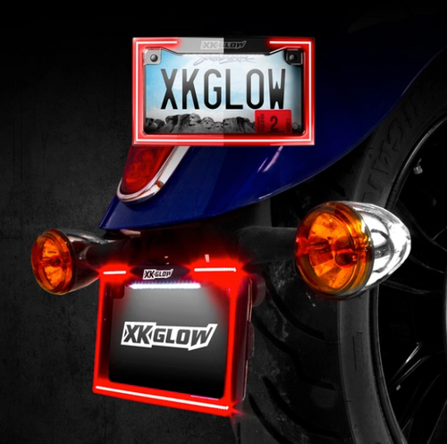 MOTORCYCLE LED LICENSE PLATE FRAME WITH RUNNING TURN AND BRAKE (XK-XK034018-B ) - Lamonster Garage®