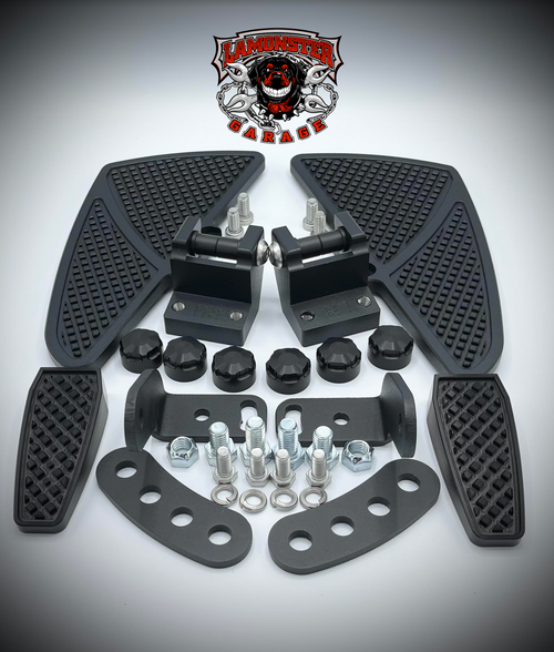 Can Am Spyder F3 Black Dymond Gripper™ Mini Floorboards (For OEM Peg Mount ONLY) / Black Dymond Gripper Highway Brackets Combo (LG1078-1126-1096-1029B) - Lamonster Garage