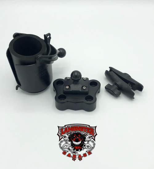 Lamonster® Bar Clamp & Ram Self Leveling Cup Holder Combo for F3 2015+, RT 2020+ and Canyon Models (LG-1023-132BU) - Lamonster Garage
(Does Not Fit Drag Bars)