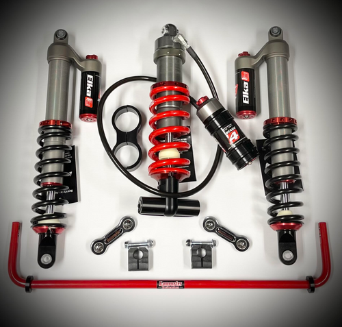 Elka Stage 3 front Stage 4 rear suspension package with Lamonster sway bar for Can-Am Spyder F3-T | ELKA-70002-70017-1109-4107-RED | Lamonster Garage