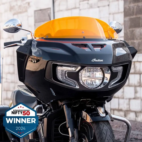 Indian 2020-2024 Challenger and Pursuit |  KWW-04-0619 Kolor Flare Windshield | Lamonster Garage
Color: Orange Ice