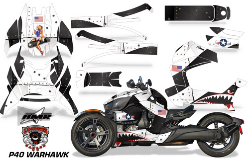 Full Body Vinyl Graphics Kit for Can-Am Ryker 2019 - Present / Black & White P40 Warhawk (AMR-1003) - Lamonster Garage