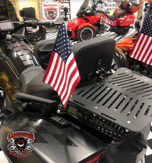 IPS PackRack flag holder with 15 inch flag pole for Can-Am Spyder F3 | LG-2267 | Lamonster Garage
