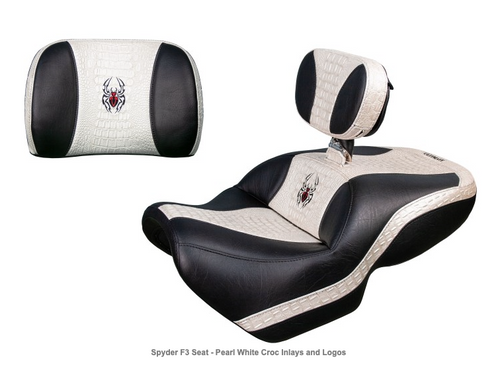 Ultimate Seat, Can Am Spyder F3 (2015 - Present)
Spyder F3 Seat - Pearl White Croc Inlays and Logos