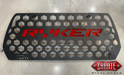 Can Am Ryker Sportster Grille (ZAR-9000) Lamonster Garage
Grille: Matte BLACK with RED back plate. 

