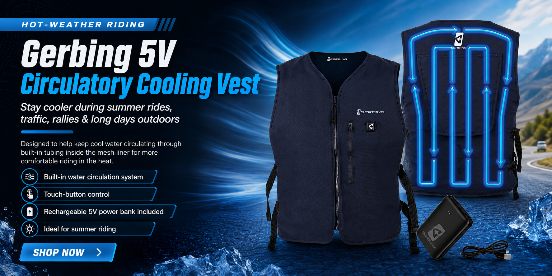 Gerbing 5V Cooling Vest for Motorcycle Riding | Circulatory Cooling | Lamonster Garage