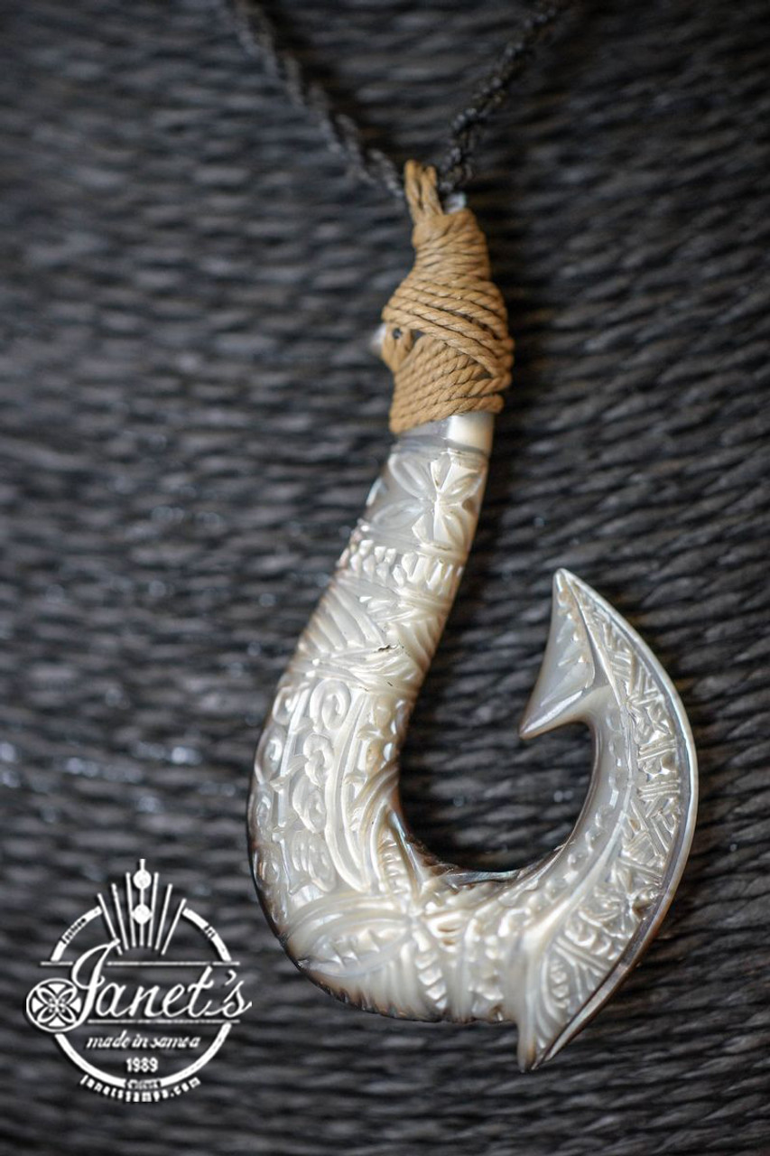 Buffalo Bone Fish Hook Adjustable Necklace Maui Bone Pendant Moana Handmade  Gift Item - Etsy