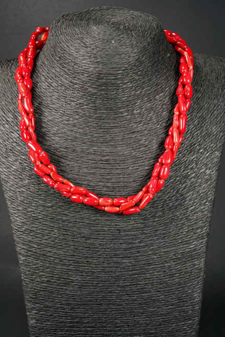 WEBJC02 RED CORAL TWIST NECKLACE