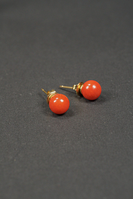 WEBJEB02 RED CORAL STUDD EARRING