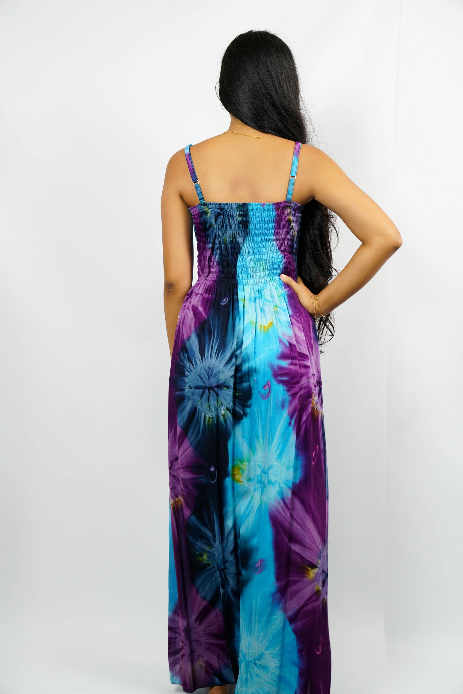 Samoan Dress TYE-DYE LONG PURPLE BLUE