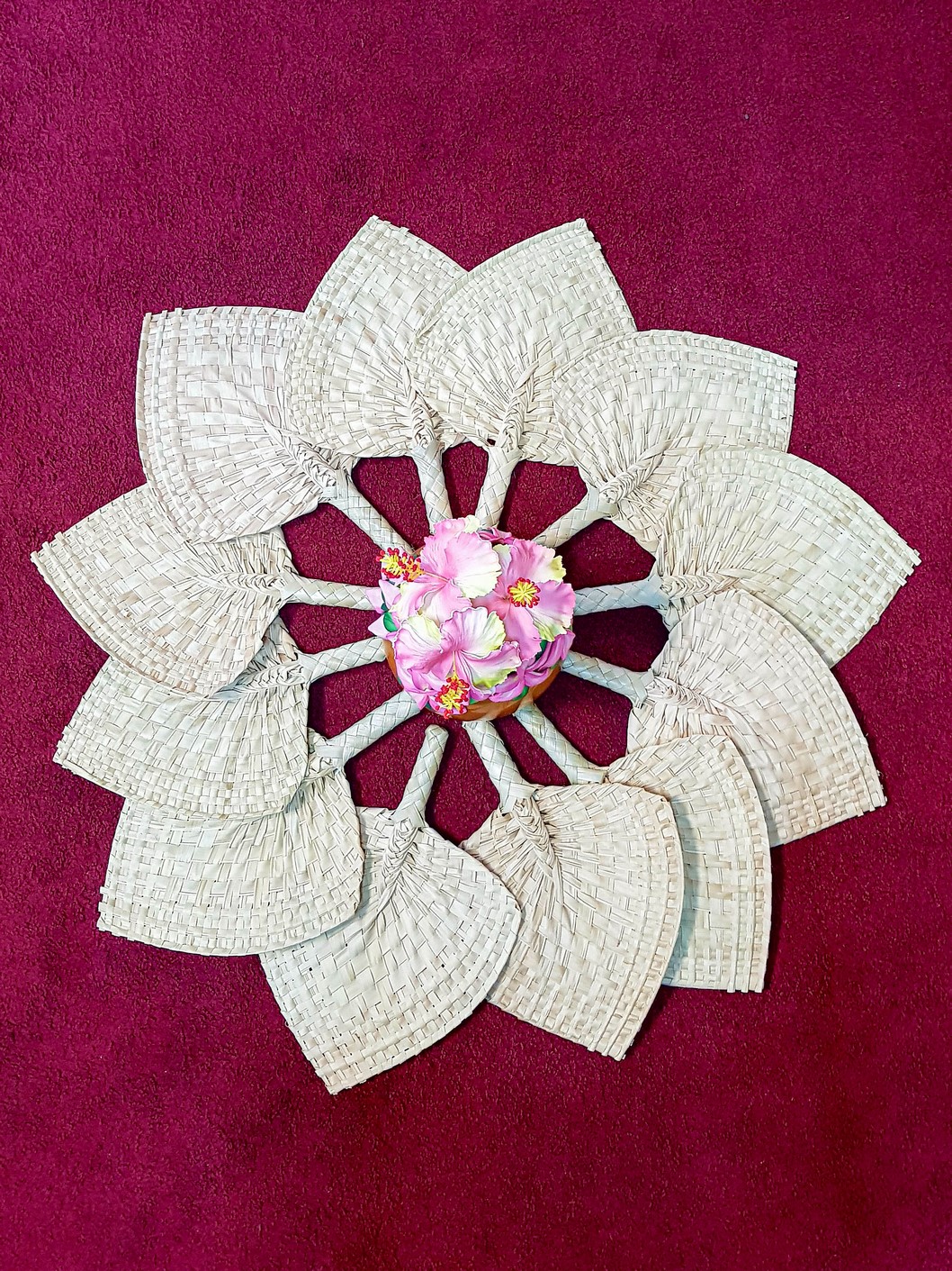 Samoan Wedding Fans PLAIN SET of 12