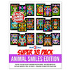 Super 18 Pack of Fuzzy Velvet Coloring Posters (Animal Smiles)