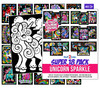 Super 18 Pack of Fuzzy Velvet Coloring Posters (Unicorn Sparkle)