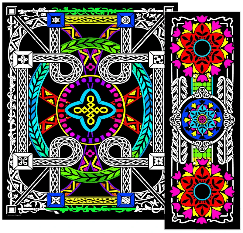 Geometric Vine - Fuzzy Coloring Posters with 1 Bonus Design