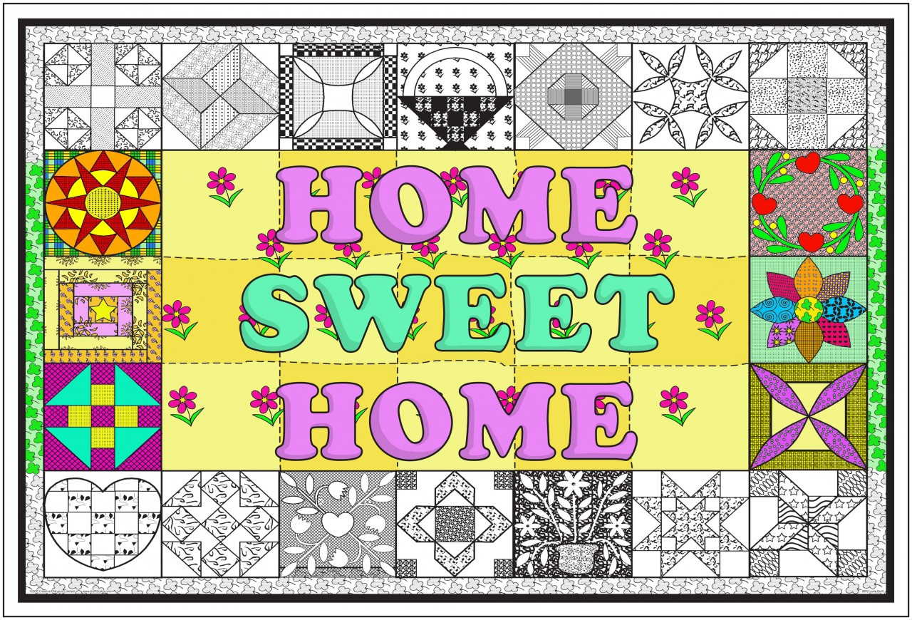 Home Sweet Home Quilt - Giant Coloring Poster for All Ages