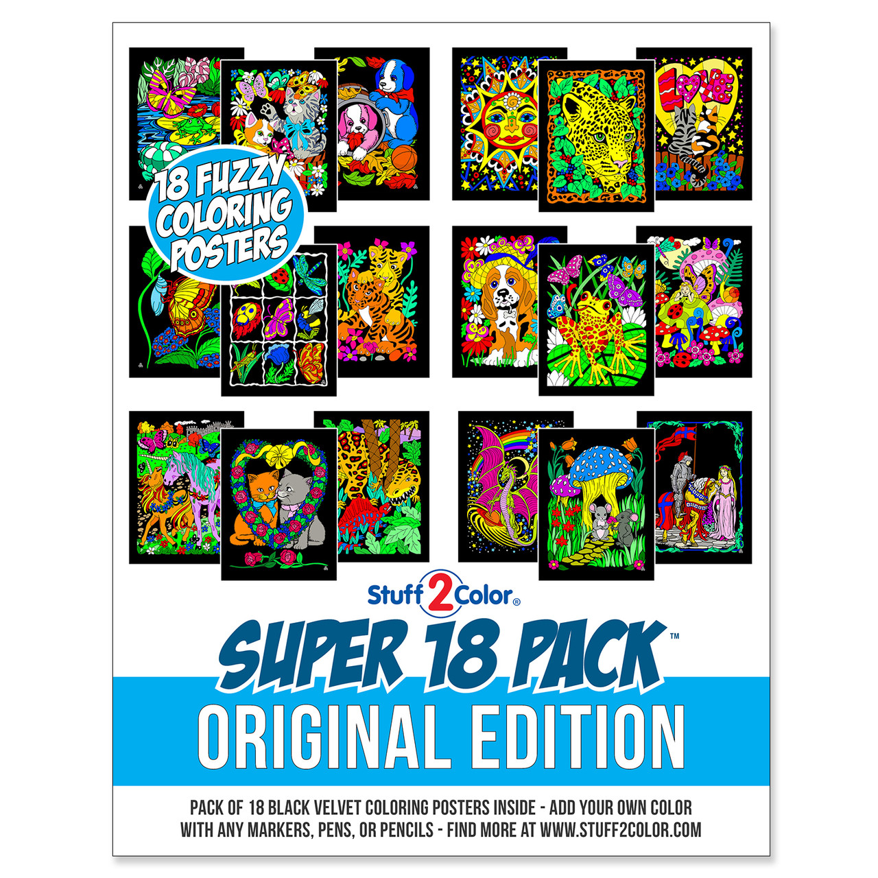 Original Super 18 Pack of Velvet Posters | Stuff2Color