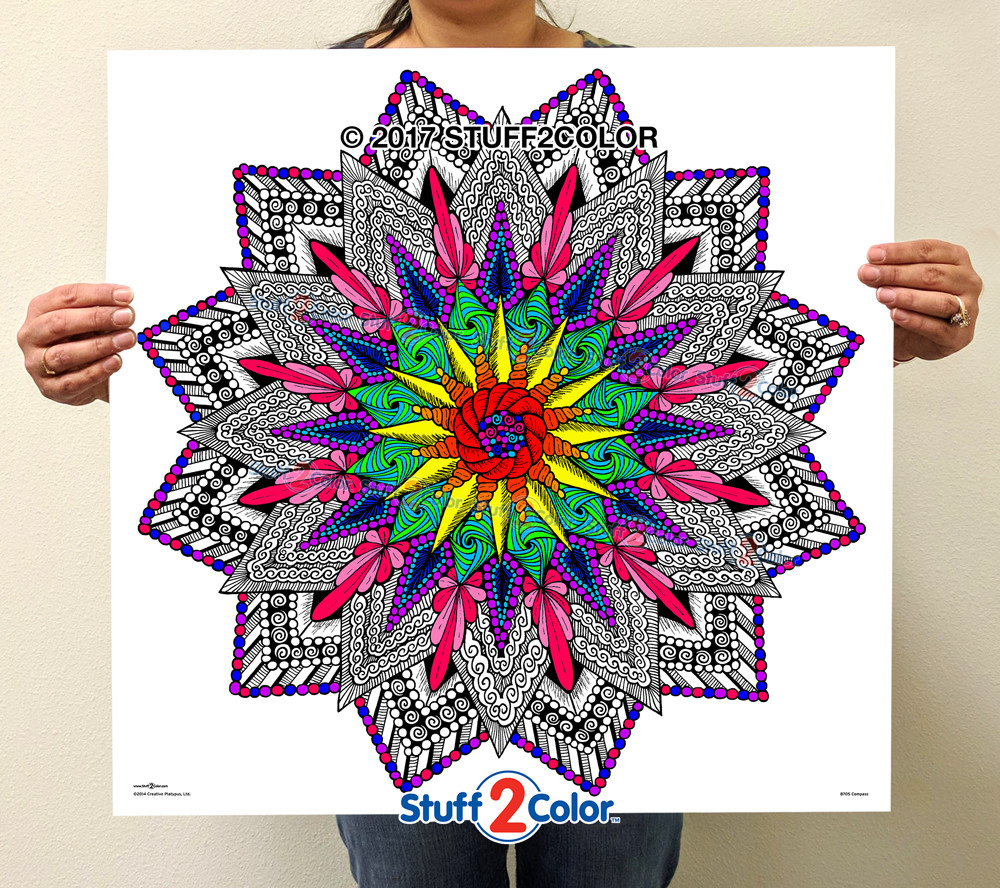 Compass Mandala - Line Art