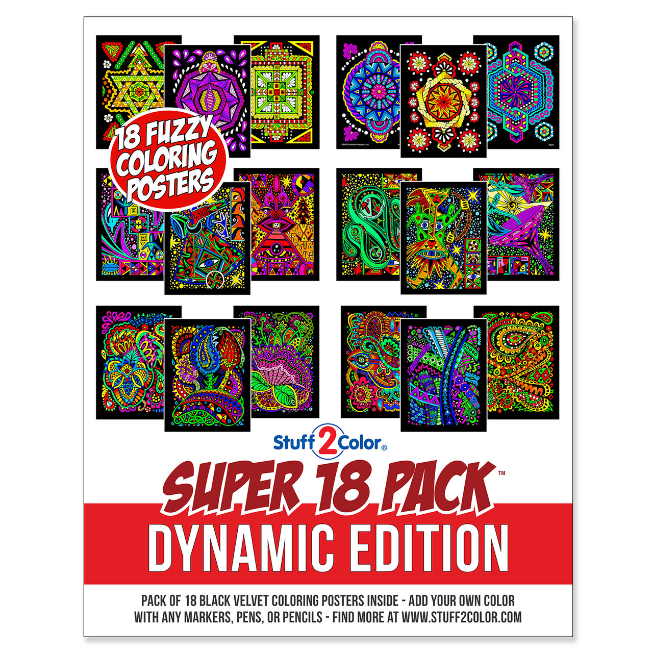 Dynamic Super 18 Pack of Velvet Posters | Stuff2Color