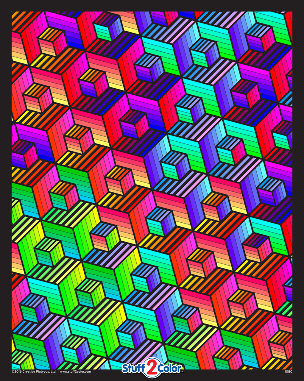 Cubes - Fuzzy Coloring Poster (Challenging)