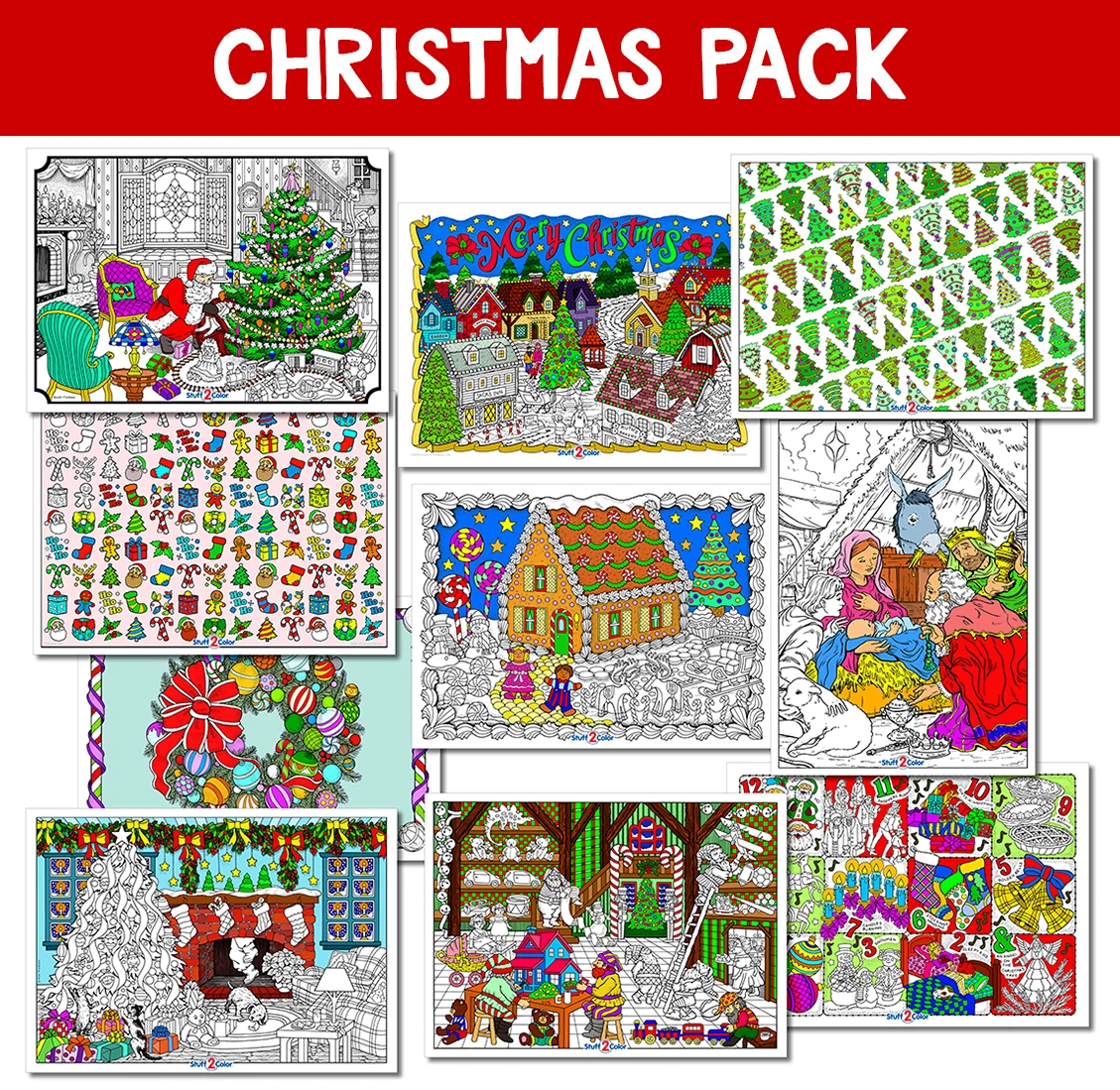 Christmas Line Art Bundle - 10 Pack