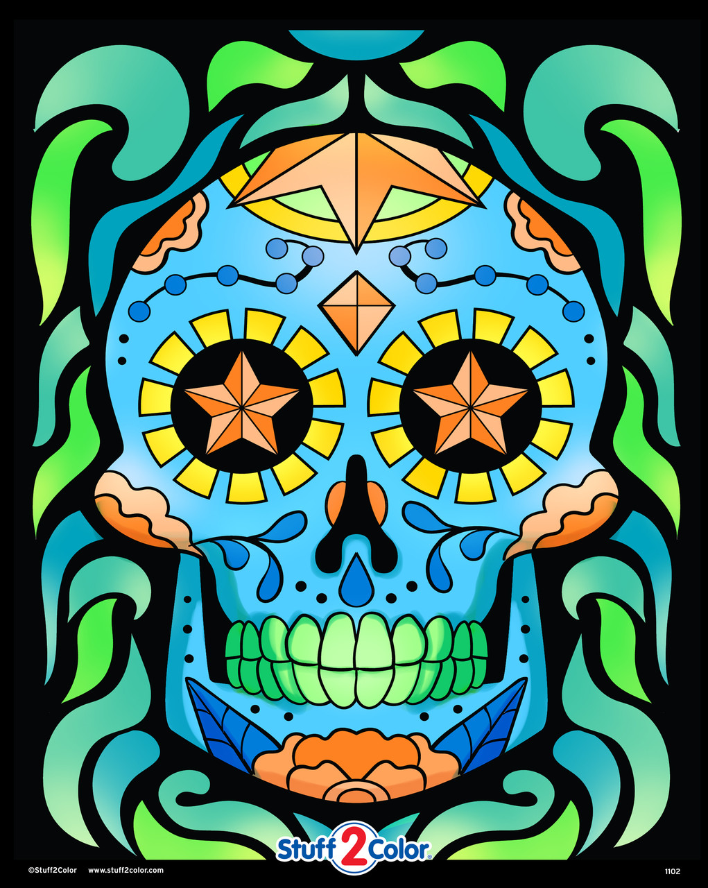 Sugar Skull Fusion - Calavera Fuzzy Velvet Coloring Poster