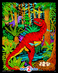 Velociraptor Dinosaur Fuzzy Coloring Poster - For Kids, Toddlers and Adults