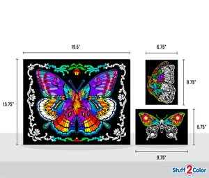 Geo Butterfly - Fuzzy Coloring Poster with 2 Bonus Designs