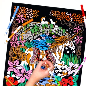 Unicorn Bridge - Beautiful Fuzzy Coloring Poster for All Ages