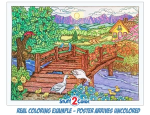 Country Bridge - Huge Coloring Poster