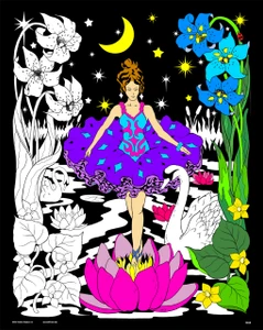 Night Princess - Fuzzy Coloring Poster for Kids & Adults