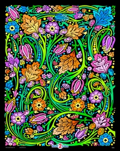 Floral Mania - Fuzzy Coloring Poster