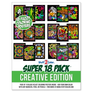 Super 18 Pack Fuzzy Velvet Coloring Posters (Creative Edition)