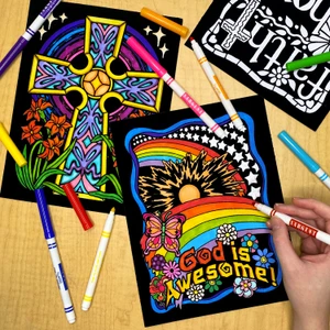 Super 18 Pack of Fuzzy Velvet Coloring Posters (Christian Edition)