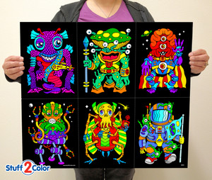 Aliens - Fuzzy Velvet Coloring Poster 6-Pack