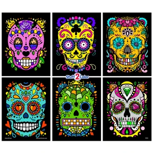 Day of the Dead (Sugar Skulls) 6-Pack Fuzzy Velvet Coloring Posters