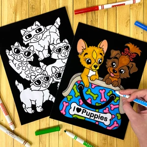 Cool Animals 6-Pack Fuzzy Velvet Coloring Posters