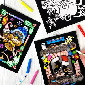 Christmas Animals 6-Pack Fuzzy Velvet Coloring Posters