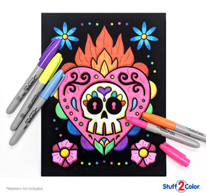 Super 18 Pack of Fuzzy Velvet Coloring Posters (Day of the Dead)