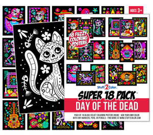 Super 18 Pack of Fuzzy Velvet Coloring Posters (Day of the Dead)