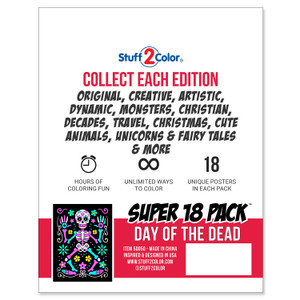 Super 18 Pack of Fuzzy Velvet Coloring Posters (Day of the Dead)