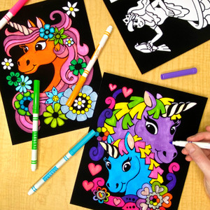 Super 18 Pack of Fuzzy Velvet Coloring Posters (Unicorns & Fairy Tales)