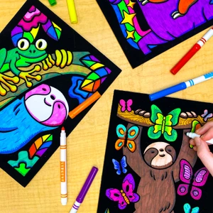 Super 18 Pack of Fuzzy Velvet Coloring Posters (Sloth Adventures)